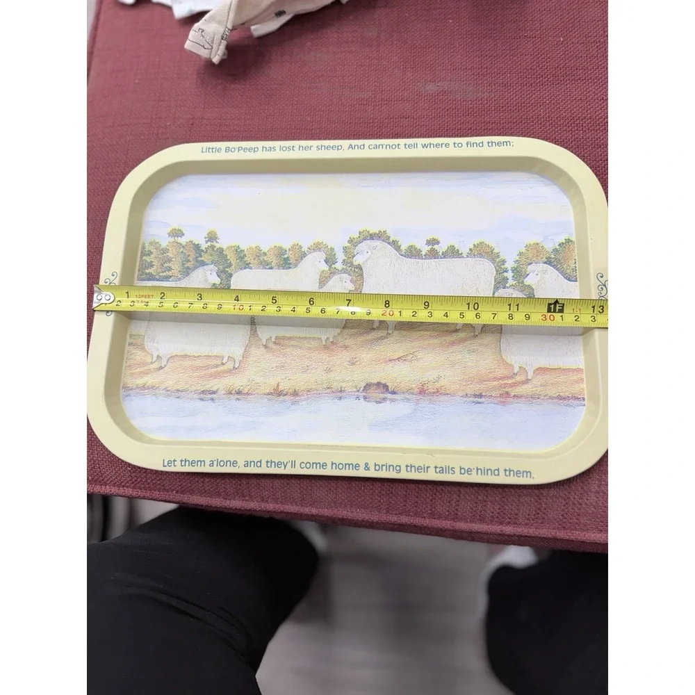 Vintage Metal Folk Art Serving Tray featuring the 